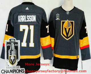 Women's Vegas Golden Knights #71 William Karlsson Gray 2023 Stanley Cup Champions Authentic Jersey