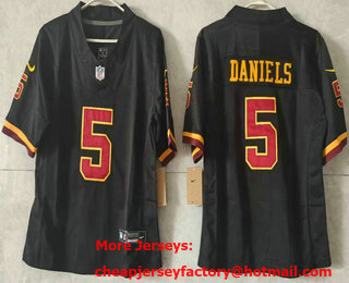 Women's Washington Commanders #5 Jayden Daniels Limited Black Alternate FUSE Vapor Jersey