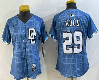 Women's Washington Nationals #29 James Wood Blue 2025 City Connect Limited Stitched Jersey