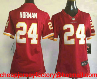Women's Washington Redskins #24 Josh Norman Burgundy Red Team Color Stitched NFL Nike Game Jersey