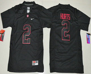 Youth Alabama Crimson Tide #2 Jalen Hurts Blackout College Football Limited Jersey