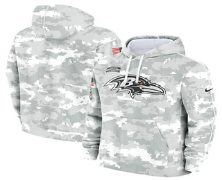 Youth Baltimore Ravens Arctic Camo 2024 Salute to Service Club Fleece Pullover Hoodie