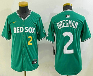 Youth Boston Red Sox #2 Alex Bregman Green 2025 City Connect Player Name Limited Jersey
