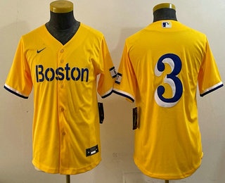 Youth Boston Red Sox #3 Ceddanne Rafaela Gold City Connect Stitched Jersey