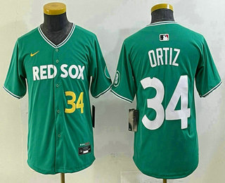 Youth Boston Red Sox #34 David Ortiz Green 2025 City Connect Player Name Limited Jersey