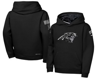 Youth Carolina Panthers Black 2026 Salute to Service Sideline Pullover Hoodie