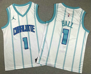 Youth Charlotte Hornets #1 LaMelo Ball White 2022 Brand Jordan Swingman Jersey