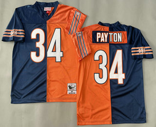 Youth Chicago Bears #34 Walter Payton Navy Orange 1985 Split Throwback Jersey