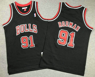 Youth Chicago Bulls #91 Dennis Rodman Black 1997 Throwback Swingman Jersey