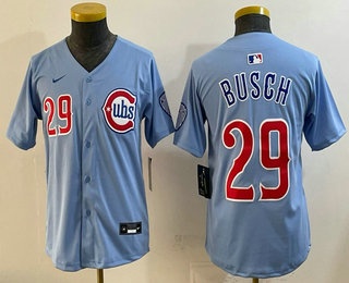 Youth Chicago Cubs #29 Michael Busch Baby Blue Limited Jersey