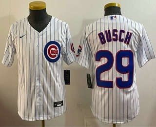 Youth Chicago Cubs #29 Michael Busch White Cool Base Stitched Jersey