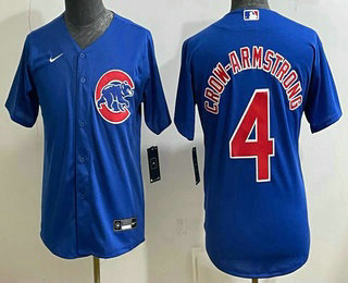 Youth Chicago Cubs #4 Pete Crow Armstrong Blue Cool Base Jersey