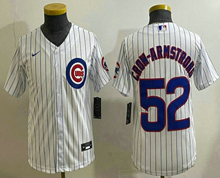 Youth Chicago Cubs #52 Pete Crow Armstrong White Stitched Cool Base Nike Jersey