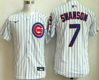 Youth Chicago Cubs #7 Dansby Swanson White Limited Jersey