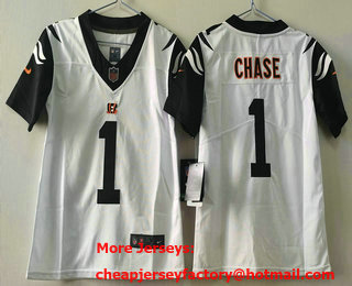 Youth Cincinnati Bengals #1 JaMarr Chase White 2020 Color Rush Stitched Nike Limited Jersey