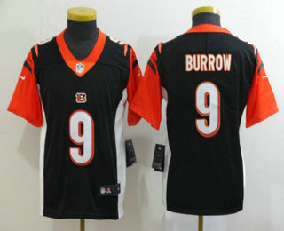 Youth Cincinnati Bengals #9 Joe Burrow Black 2020 Vapor Untouchable Stitched NFL Nike Limited Jersey