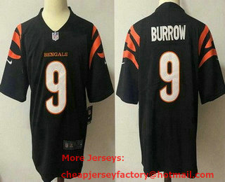 Youth Cincinnati Bengals #9 Joe Burrow NEW Black 2021 Vapor Untouchable Stitched NFL Nike Limited Jersey