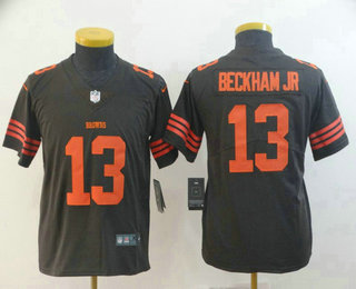 Youth Cleveland Browns #13 Odell Beckham Jr Brown 2016 Color Rush Stitched NFL Nike Limited Jersey