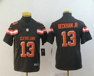 Youth Cleveland Browns #13 Odell Beckham Jr Brown 2017 Vapor Untouchable Stitched NFL Nike Limited Jersey