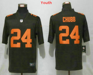 Youth Cleveland Browns #24 Nick Chubb Brown 2020 Color Rush Stitched NFL Nike Limited Jersey