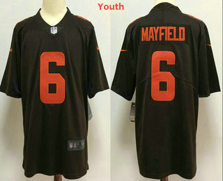 Youth Cleveland Browns #6 Baker Mayfield Brown 2020 Alternate Vapor Untouchable Stitched NFL Nike Limited Jersey