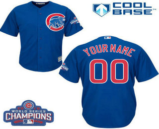 Youth Customized MLB Alternate Chicago Cubs 2016 World Series Champions Cool Base Royal Blue Jersey