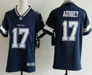 Youth Dallas Cowboys #17 Brandon Aubrey Limited Navy Vapor Jersey