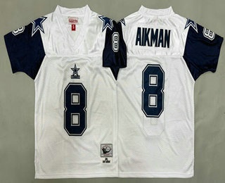 Youth Dallas Cowboys #8 Troy Aikman White 1994 Throwback Jersey