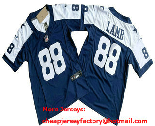 Youth Dallas Cowboys #88 CeeDee Lamb Blue Thanksgiving FUSE Vapor Limited Stitched Jersey