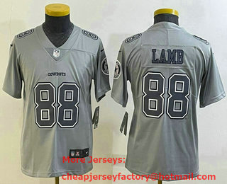 Youth Dallas Cowboys #88 CeeDee Lamb Grey Atmosphere Fashion 2022 Vapor Untouchable Stitched Nike Limited Jersey