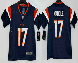 Youth Denver Broncos #17 Jaylen Waddle Limited Navy Vapor Jersey