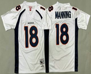 Youth Denver Broncos #18 Peyton Manning White 2015 Throwback Jersey