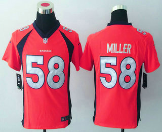 Youth Denver Broncos #58 Von Miller Orange Team Color NFL Nike Game Jersey