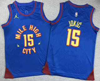 Youth Denver Nuggets #15 Nikola Jokic Blue 2023 Statement Edition Stitched Basketball Jersey