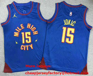 Youth Denver Nuggets #15 Nikola Jokic Blue Icon Swingman Jersey