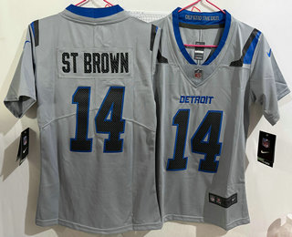 Youth Detroit Lions #14 Amon Ra St Brown Grey 2026 Vapor Rivalries Collection Limited Stitched Jersey