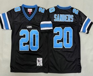 Youth Detroit Lions #20 Barry Sanders Black 1996 Throwback Jersey