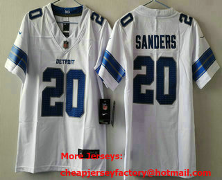 Youth Detroit Lions #20 Barry Sanders Limited White 2024 Vapor Jersey