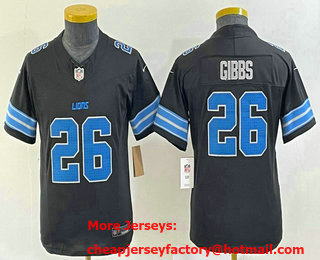 Youth Detroit Lions #26 Jahmyr Gibbs Limited Black 2024 FUSE Vapor Jersey