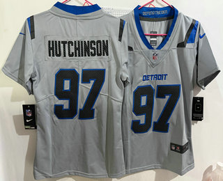 Youth Detroit Lions #97 Aidan Hutchinson Grey 2026 Vapor Rivalries Collection Limited Stitched Jersey