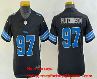Youth Detroit Lions #97 Aidan Hutchinson Limited Black 2024 FUSE Vapor Jersey