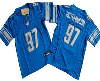 Youth Detroit Lions #97 Aidan Hutchinson Limited Blue FUSE Vapor Jersey