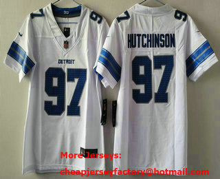 Youth Detroit Lions #97 Aidan Hutchinson Limited White 2024 Vapor Jersey