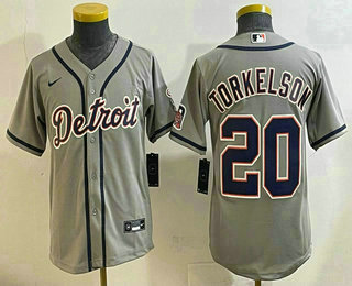 Youth Detroit Tigers #20 Spencer Torkelson Grey Stitched Cool Base Nike Jersey