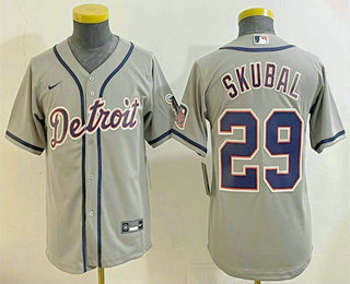 Youth Detroit Tigers #29 Tarik Skubal Grey Stitched Cool Base Nike Jersey