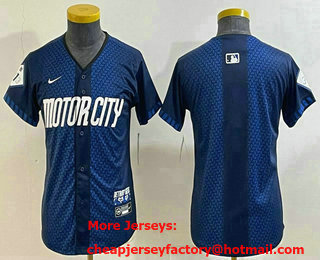 Youth Detroit Tigers Blank 2024 Navy City Connect Cool Base Limited Stitched Jersey