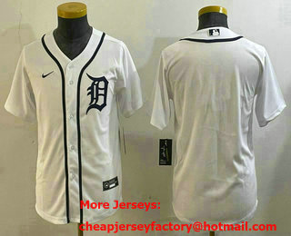 Youth Detroit Tigers Blank White Cool Base Stitched Jersey