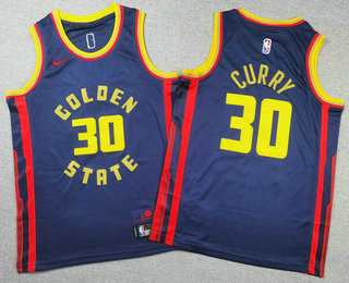Youth Golden State Warriors #30 Stephen Curry Navy 2024 City Edition Stitched Jersey