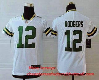 Youth Green Bay Packers #12 Aaron Rodgers White 2017 Vapor Untouchable Stitched NFL Nike Limited Jersey