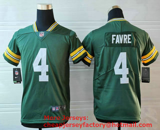 Youth Green Bay Packers #4 Brett Favre Green 2017 Vapor Untouchable Stitched NFL Nike Limited Jersey